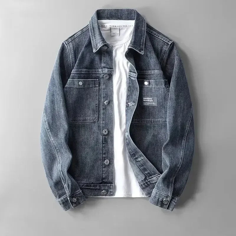 Damjacka Trendig Denim Med Knappstängning-1