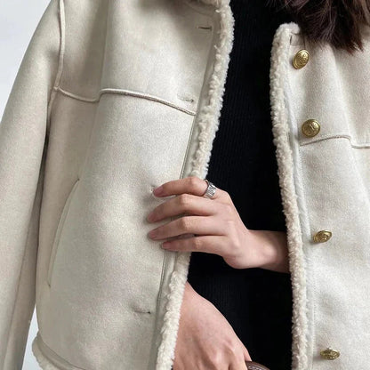 Damjacka Sherpa Foder Trendig Design För Kalla Dagar-3