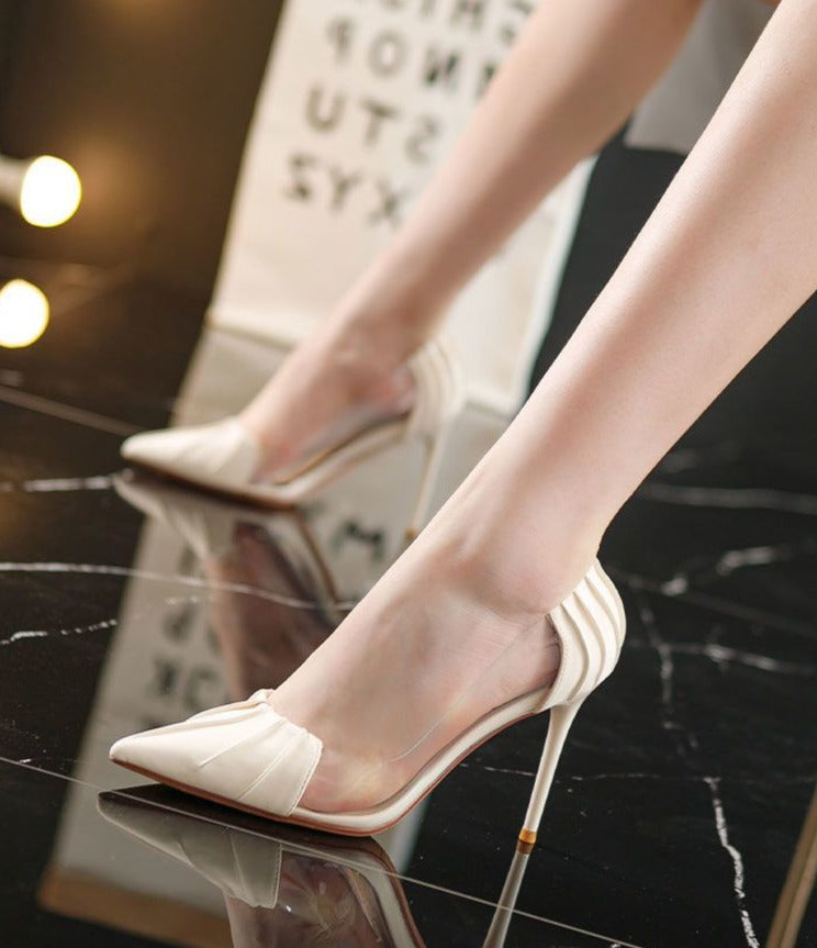 Kvinnors Pumpskor Spetsig Tå Satin-4