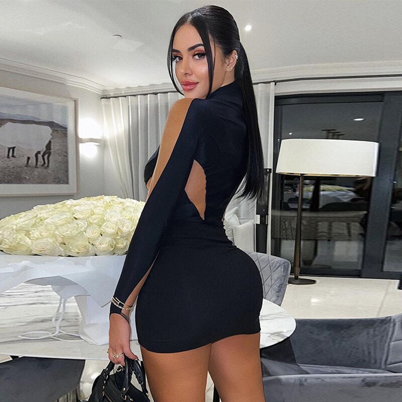 Dam Miniklänning A-linje Långärmad Polyester-3