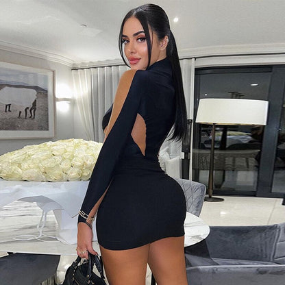 Dam Miniklänning A-linje Långärmad Polyester-3