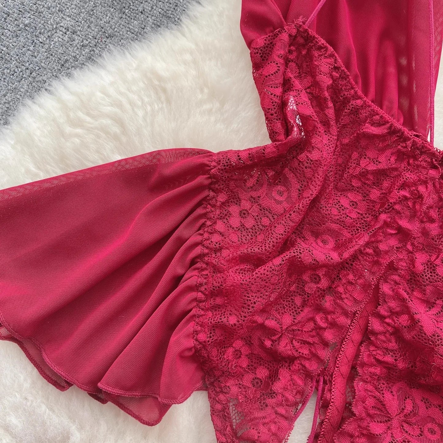 Dam Teddie Blommönster Pärlbroderi Polyester Spandex-6