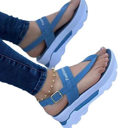 Dam Sandaler Plattform Mocka med Spänne för Sommar-2