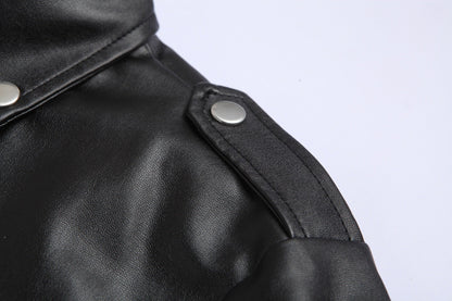 Herr Läderjacka Slim Fit Vindtät Motorcykeljacka-2