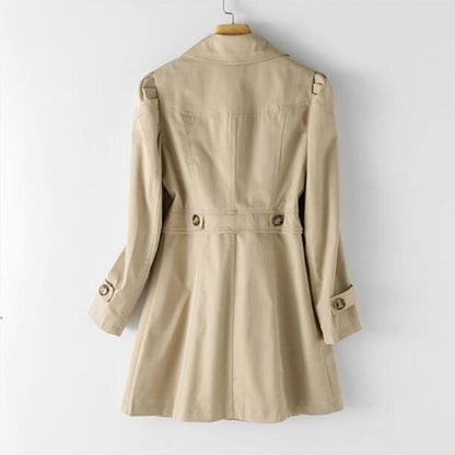 Lång Trenchcoat Dam Enkelradad Polyester för Tidlös Stil-2