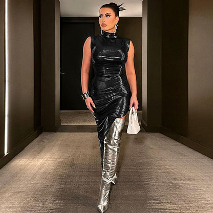 Variant image for Fina Dam Klänningar Asymmetrisk Midi Turtleneck Polyester-4