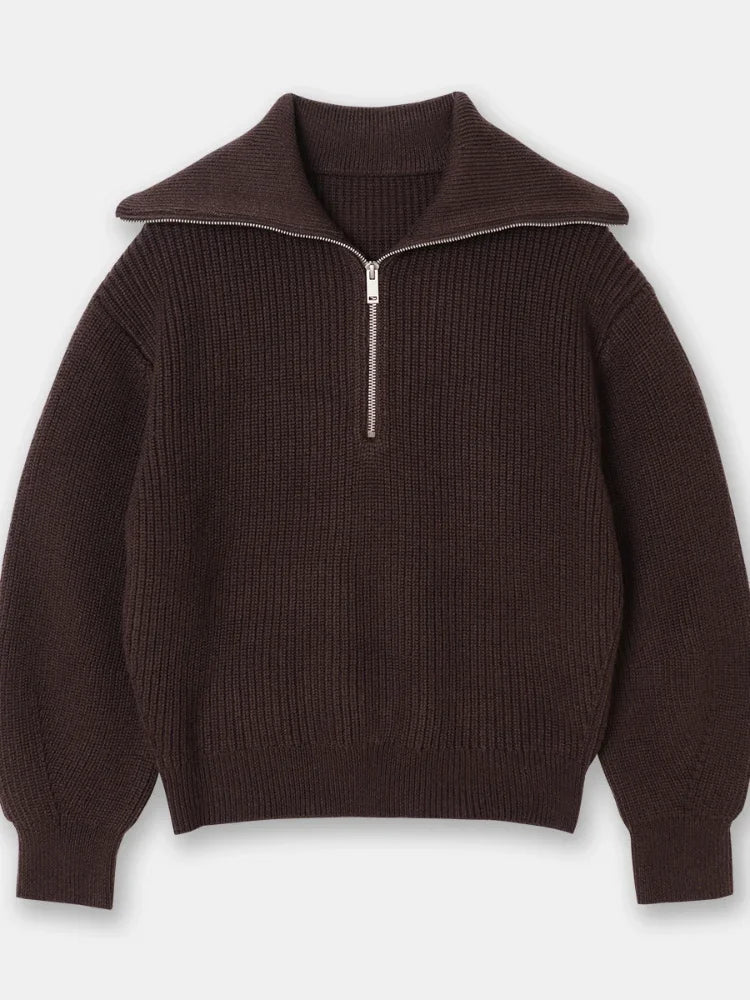 Dam Turtleneck Tröja Randiga Laplar Mjuk Ull-Bomullsblandning-6