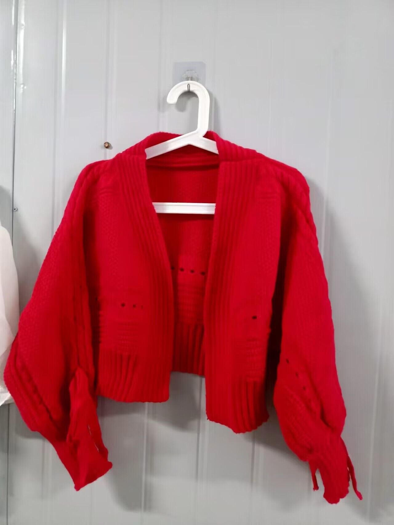 Variant image for Lång Kofta Dam Monokrom V-Hals Polyester Akryl-5