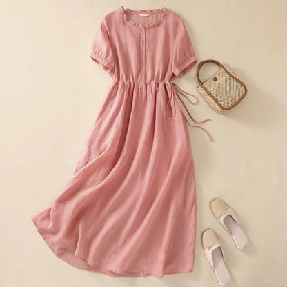 Fina Dam Klänningar Klassisk Avslappnad 100% Bomull-2