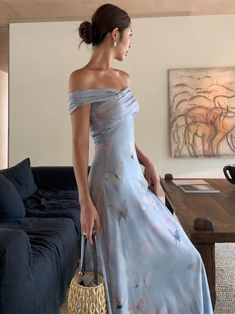 Maxiklänning Dam Fit och Flare Bomull Polyester-3