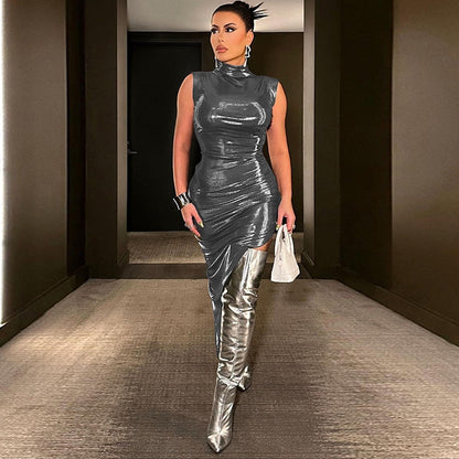 Variant image for Fina Dam Klänningar Asymmetrisk Midi Turtleneck Polyester-7