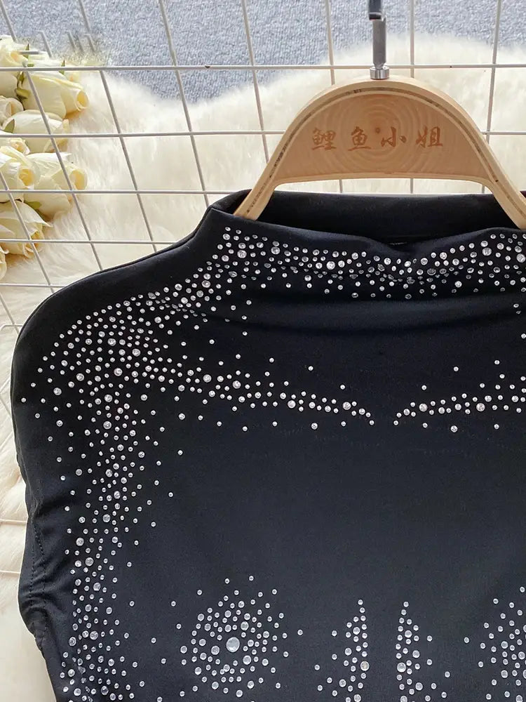 Dam Rockuppsättning Elegant Polyester Hög Midja Tunn Sommarkläder-2