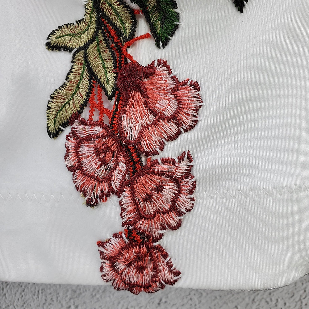 Kvinnors Crop Top Spaghetti Band Broderade Rosor Polyester Spandex-3