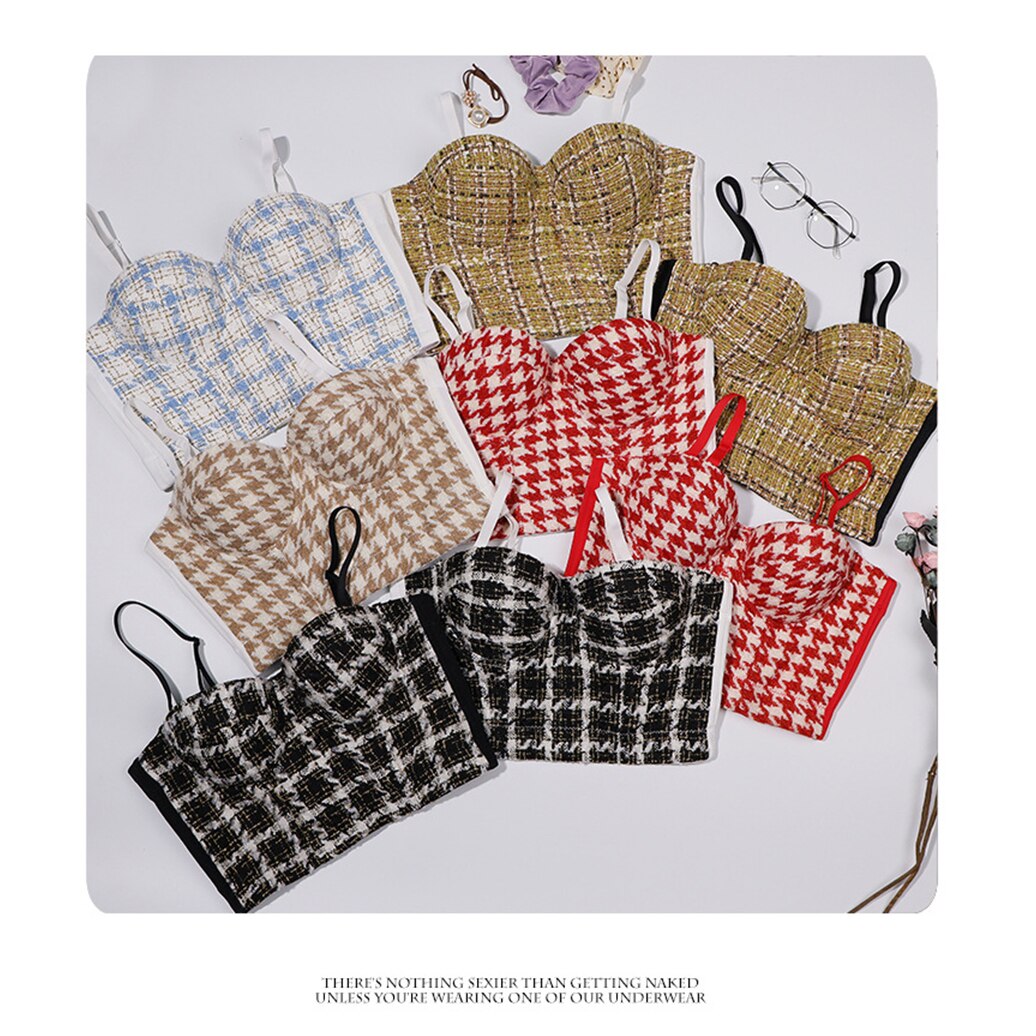 Dam Crop Top Karomönster Akryl Spandex-5