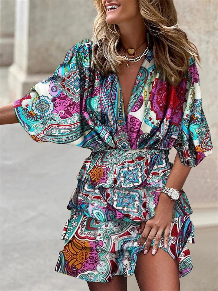 Variant image for Damklänning Asymmetrisk V-Hals Lätt Material för Fina Dam Klänningar-26