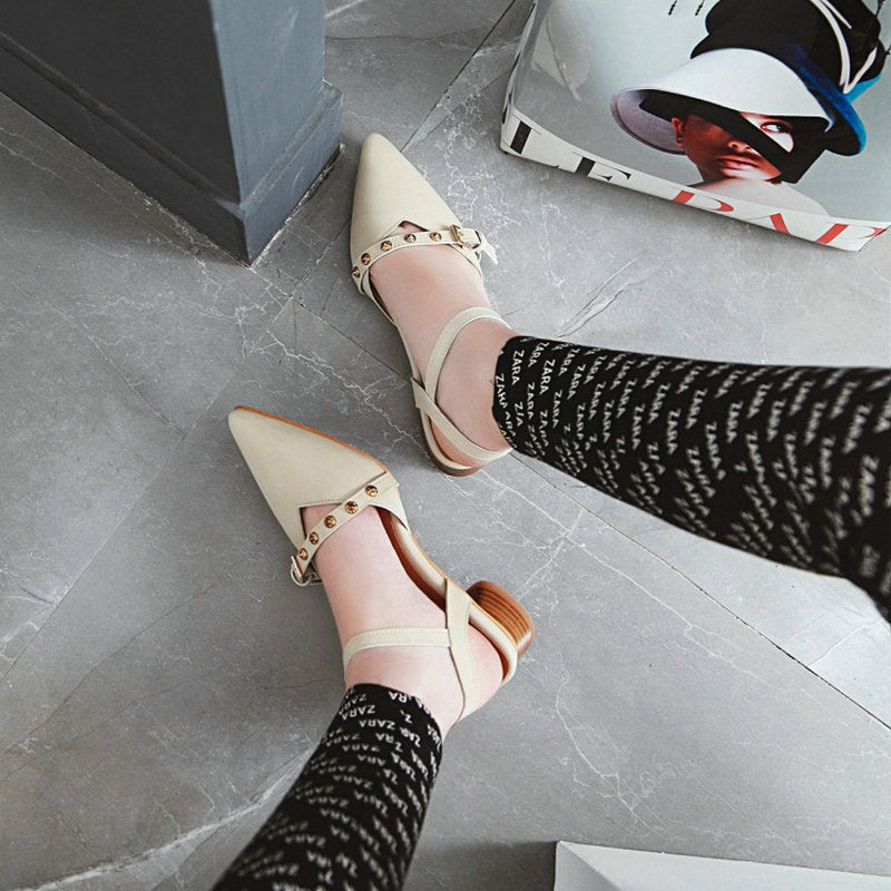 Dam Sandal Ankelwrap PU Med Öppen Tå-6