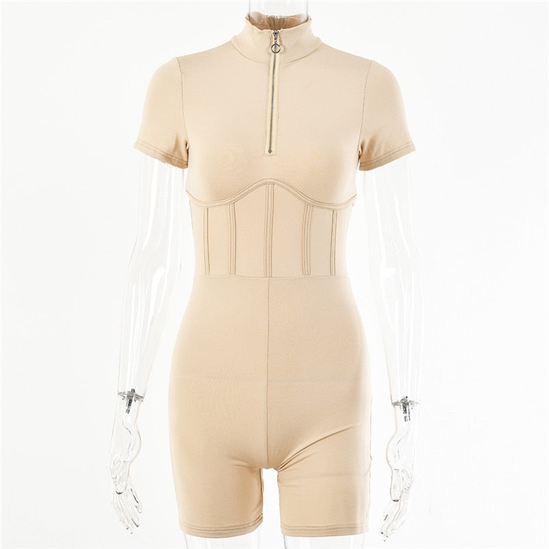 Dam Overall med Korta Ärmar i Polyester-Spandex-5