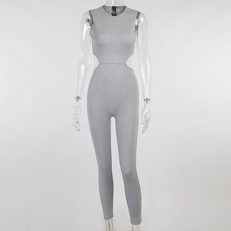 Dam Jumpsuit Cut-Out Detaljer Polyester-Spandex-5