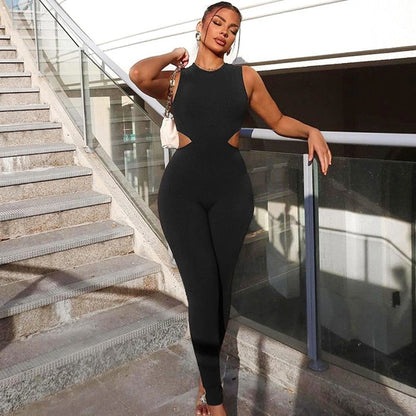 Dam Jumpsuit Cut-Out Detaljer Polyester-Spandex-2