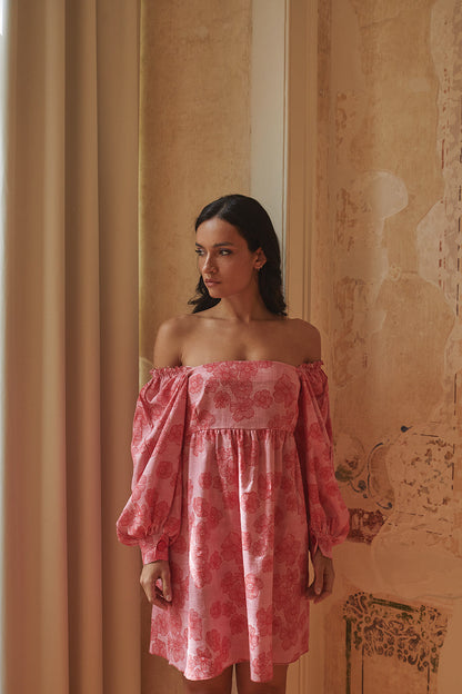 Variant image for Dam Klänning Babydoll med Ballongärmar i Viskos och Linne-1