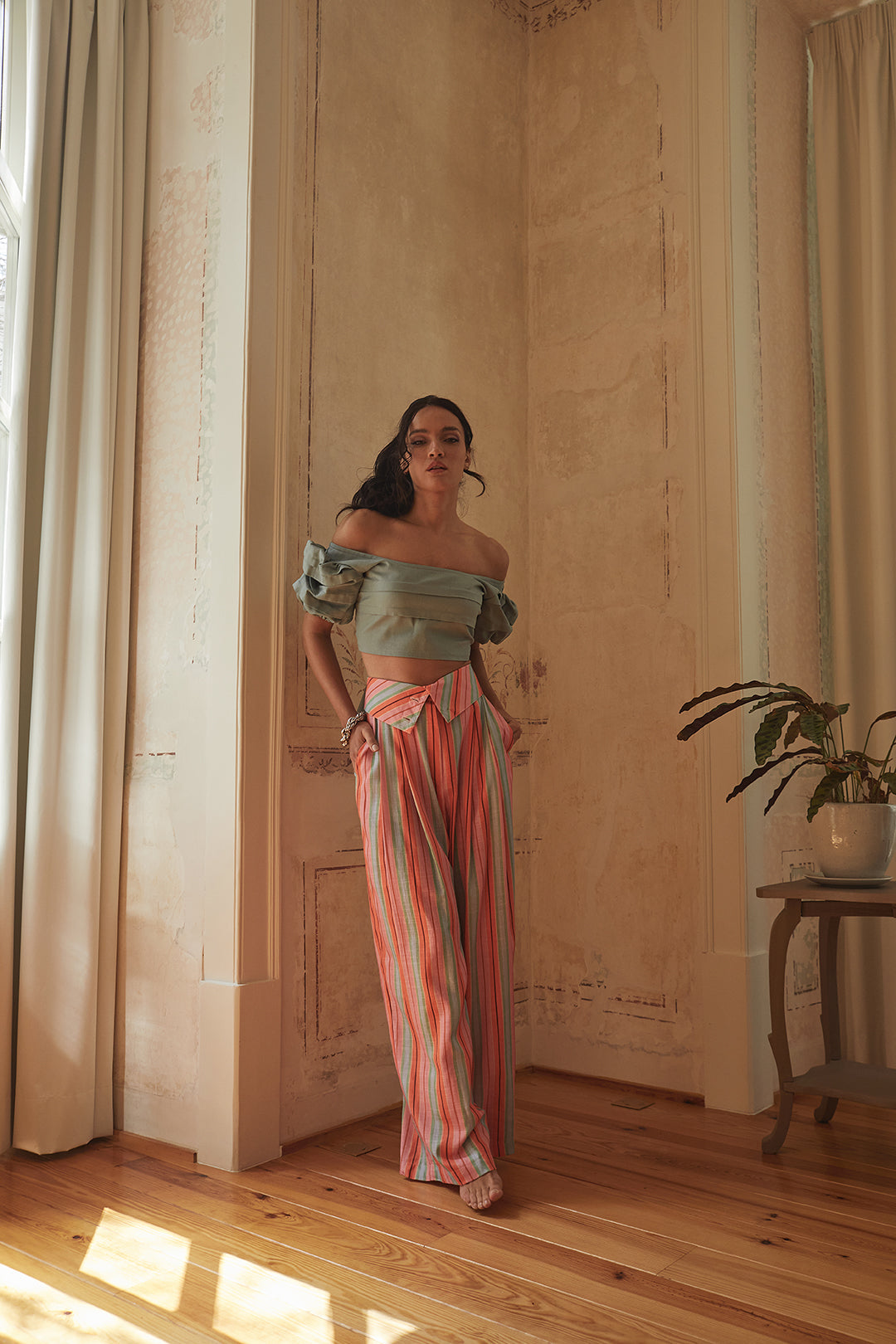 Dam Linnebyxor Avslappnad Viskos-3