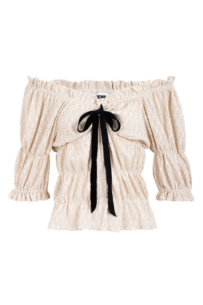 Damblus Romantisk Stil Elastiska Detaljer Sammetband 100% PES-5