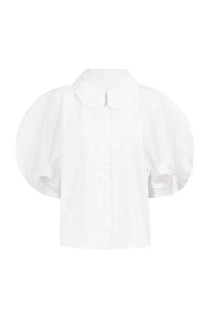 Dam Skjorta Romantisk Krage Bomull Minimalistisk Design-5