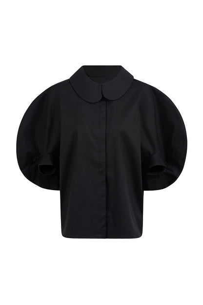 Dam Skjorta Minimalistisk med Romantisk Krage i Bomull-3