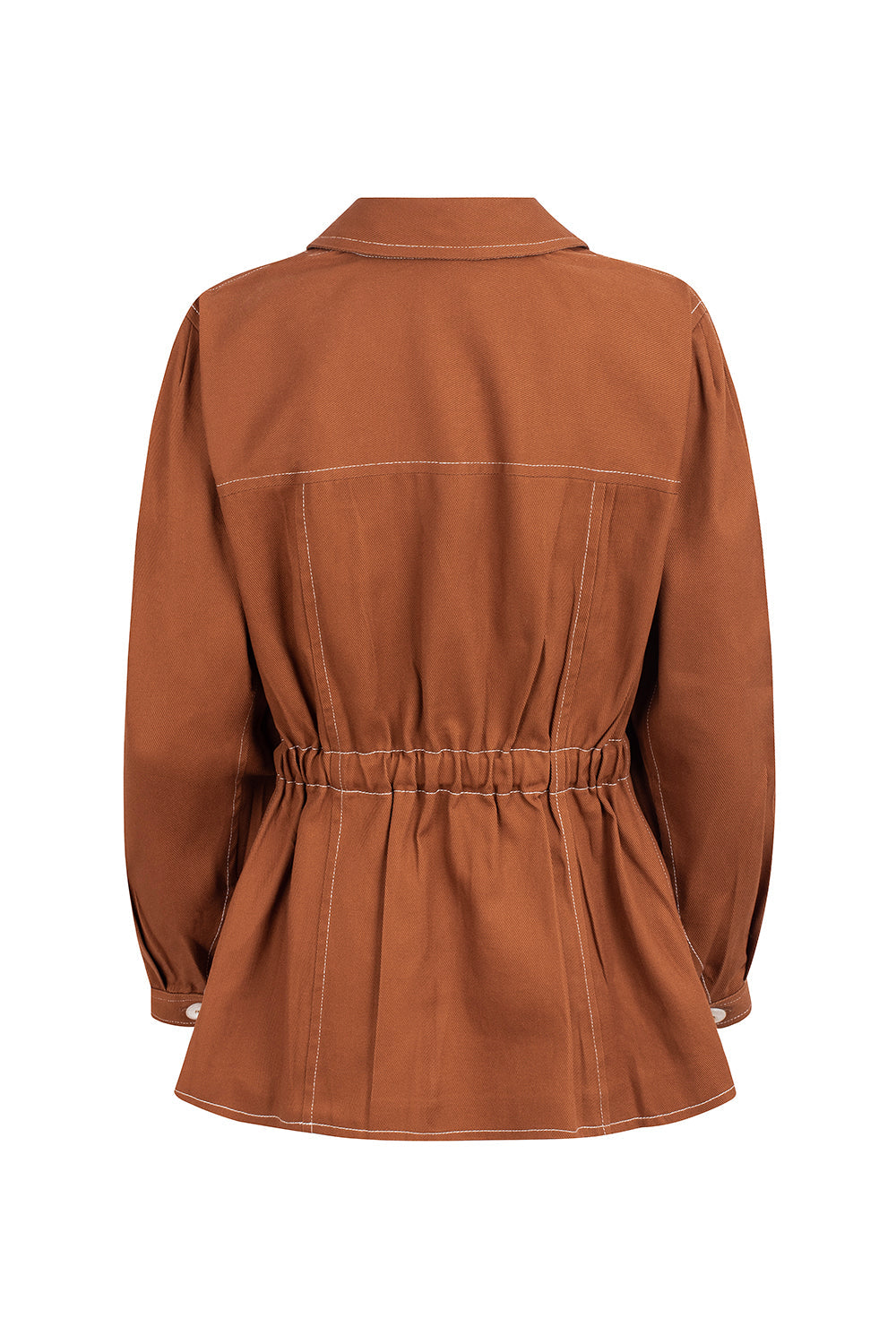 Dam Kappa Ballongärmar i 100% Bomull med Krage och Fickor-3