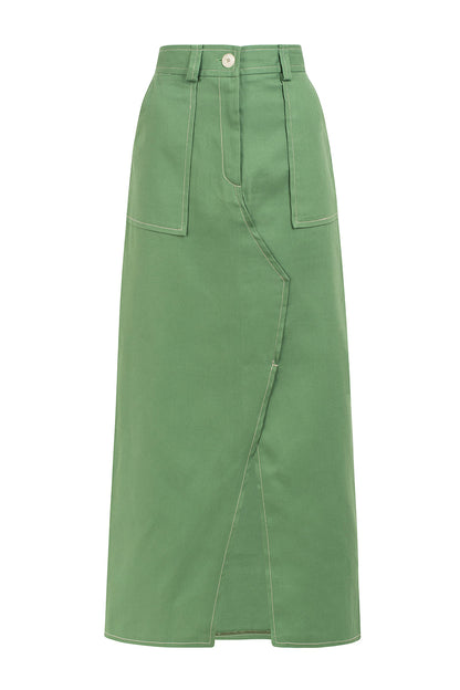 Damkjol Knapp Blixtlås 100% Bomull med Fickor-3