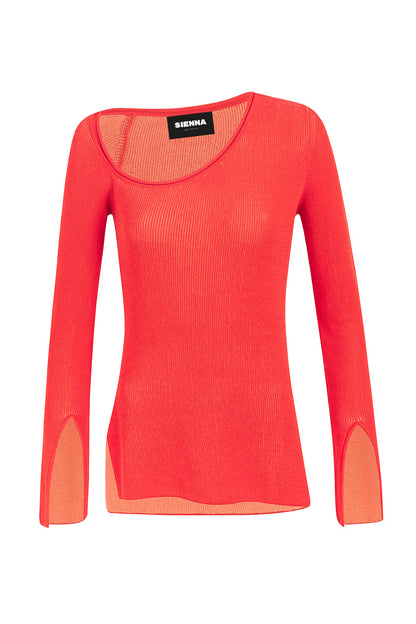 Dam Lång Tröja Asymmetrisk Krage 100% Bomull-3