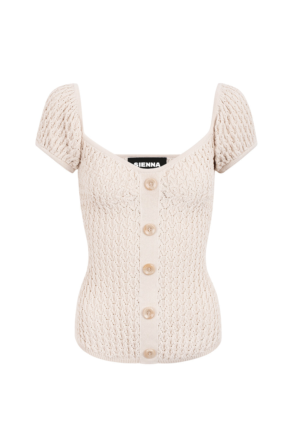 Dam Stickad Blus Korta Ärmar Viskos Nylon-3