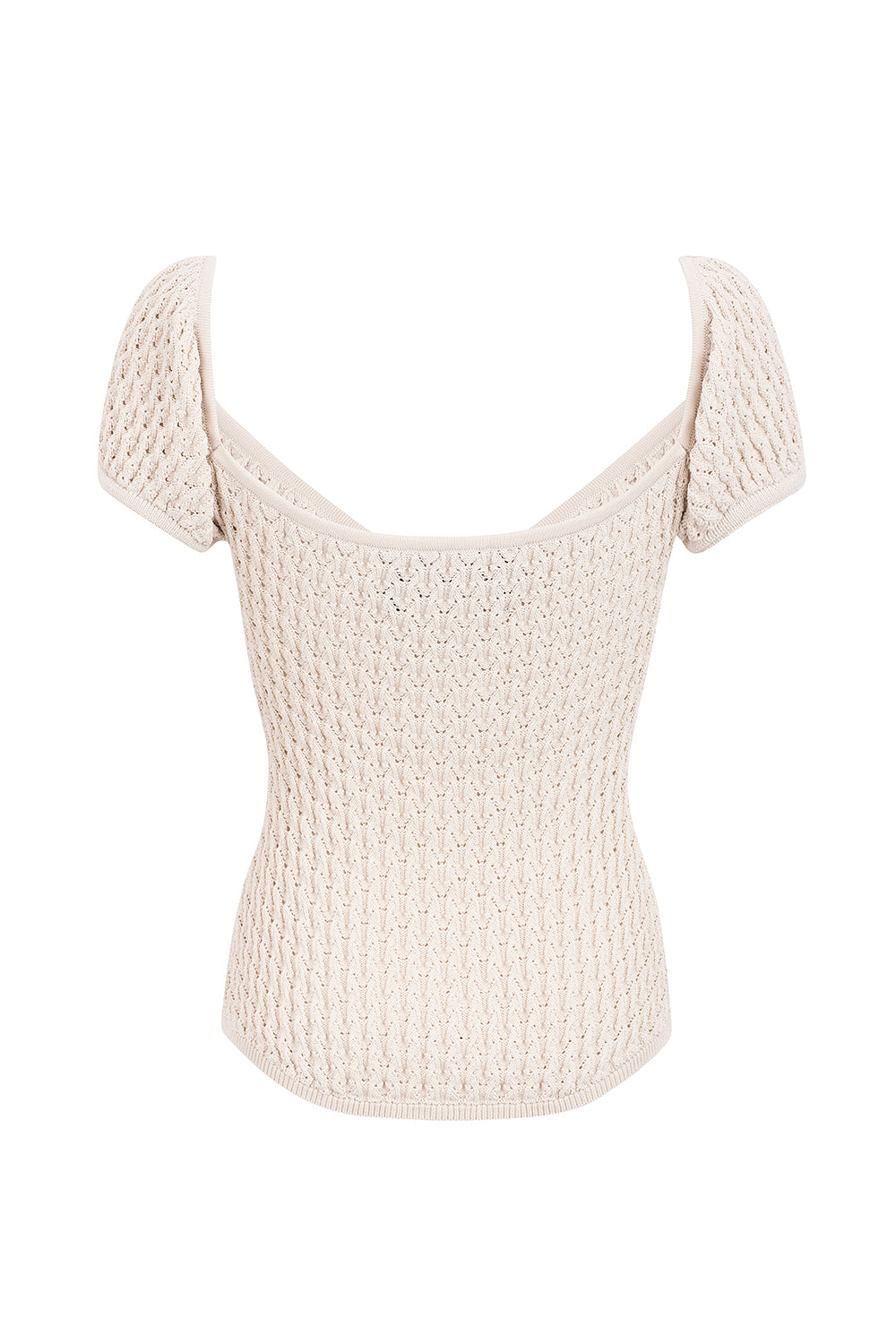 Dam Stickad Blus Korta Ärmar Viskos Nylon-5