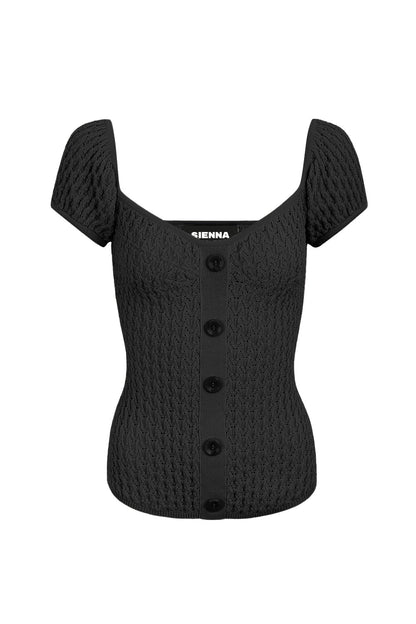 Dam Blus Korta Ärmar Stickad Viskos Nylon-1