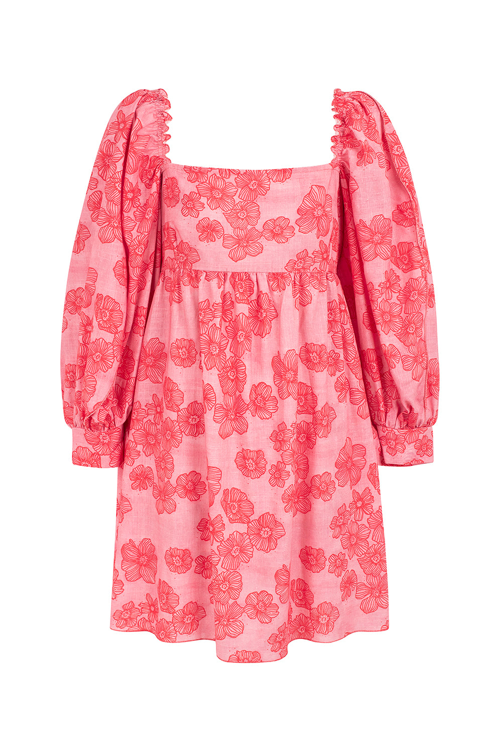 Dam Klänning Babydoll med Ballongärmar i Viskos och Linne-4