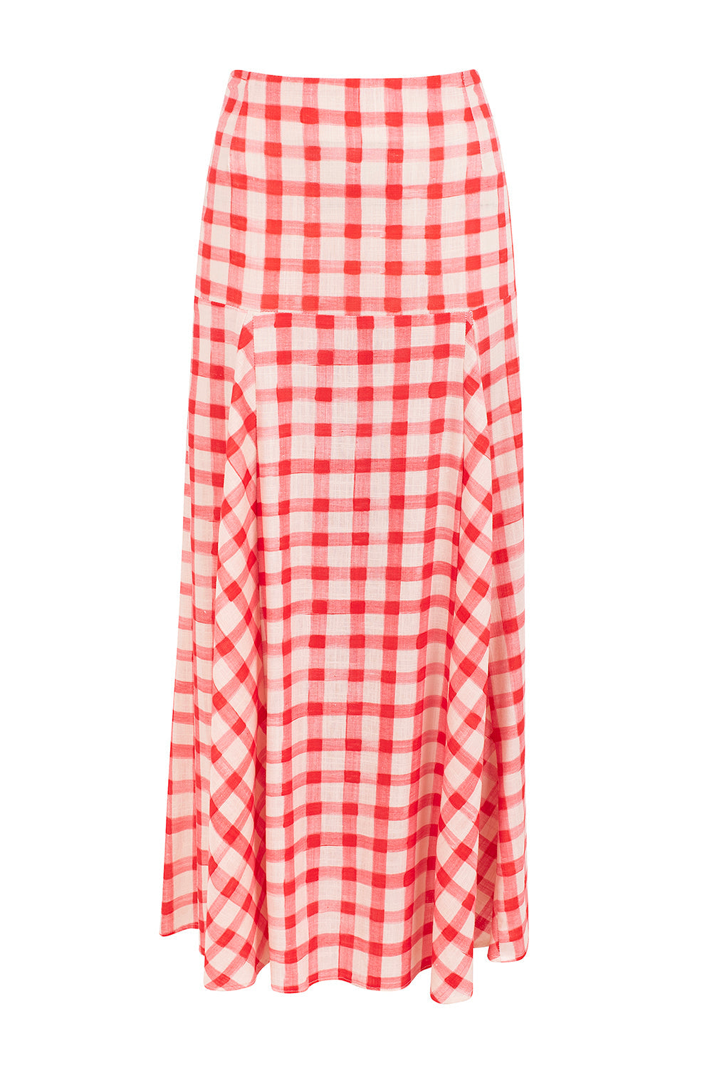 Kjol Dam Hög Midja Retro Vichy 77% Viskos 23% Linne-4