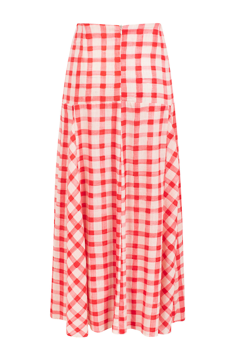 Kjol Dam Hög Midja Retro Vichy 77% Viskos 23% Linne-6