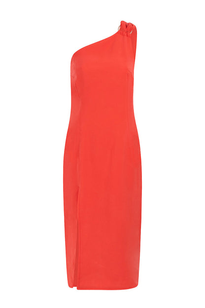 Damklänning Midi Tencel Minimalistisk Elegant-6