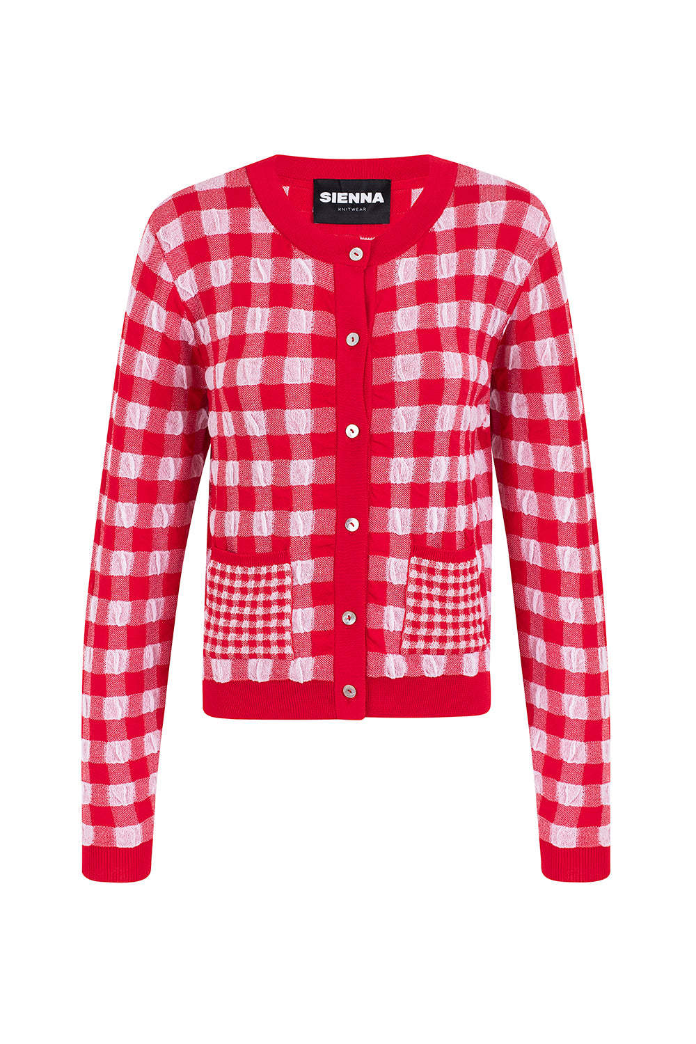 Dam Cardigan Vichy Mönster i 100% Bomull med Pärlknappar – Lätt och Luftig Design, S/M 3