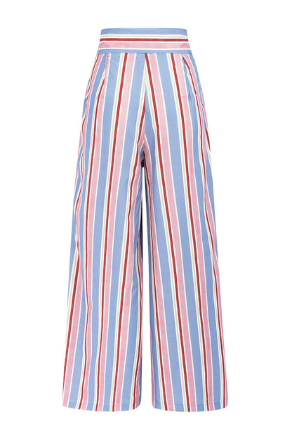 Snygga Byxor Dam Hög Midja med Knivfickor i 100% Bomull-5