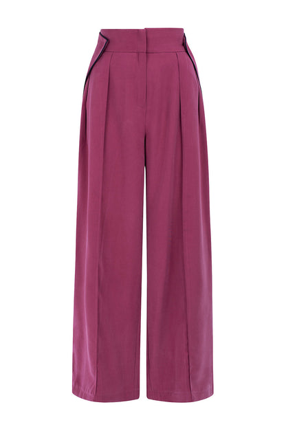 Snygga Byxor Dam Hög Midja med Fickor Viskos 90%-4