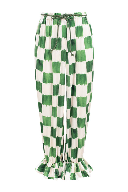 Dam Byxor Sammet Modern Med Elastisk Midja och Sidofickor-3