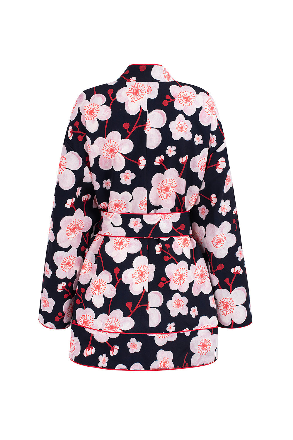 Herrskjorta Ståkrage Blommönster Polyester med Bälte-6