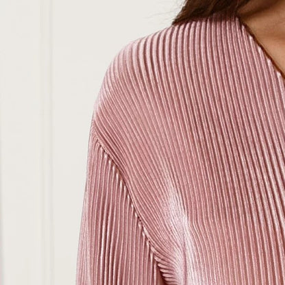 Dam Blus Ribbad Silke Mjuk Elegans-5