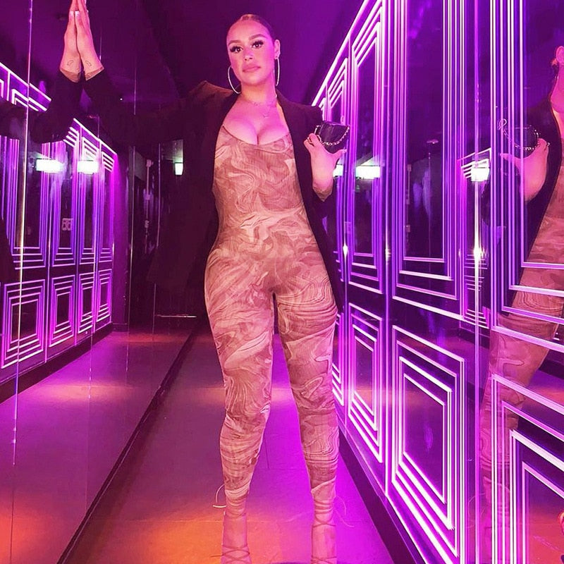 Dam Jumpsuit Långärmad Mönstrad Polyester-2