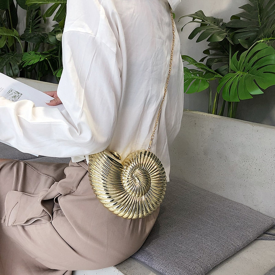 Axelväska Dam Skalformad Polyester med Kedjor 2
