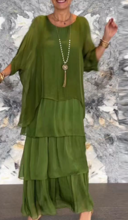 Maxi Klänning Dam V-ringad Lång Elegant Lätt Material-1