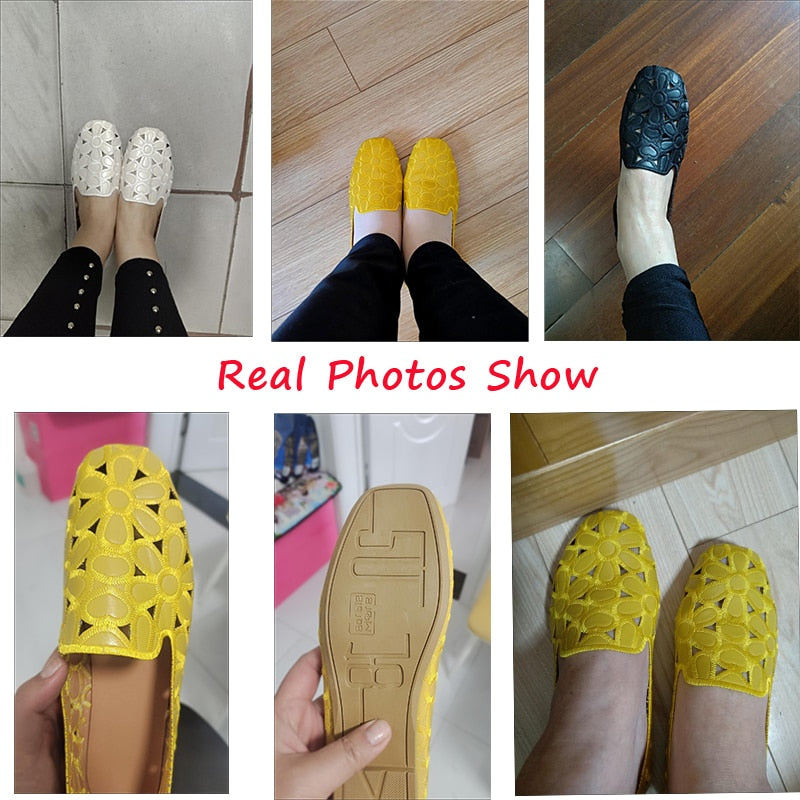 Damer Platta Skor Blommig Design PU-läder 6