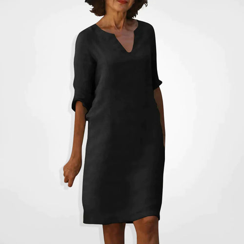 Damklänning MIDI V-ringning Mjuk Material Elegant Silhuett 1