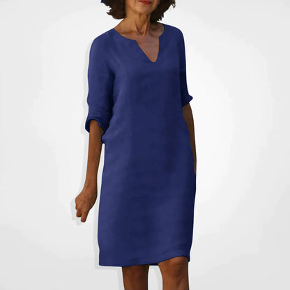 Damklänning MIDI V-ringning Mjuk Material Elegant Silhuett 13